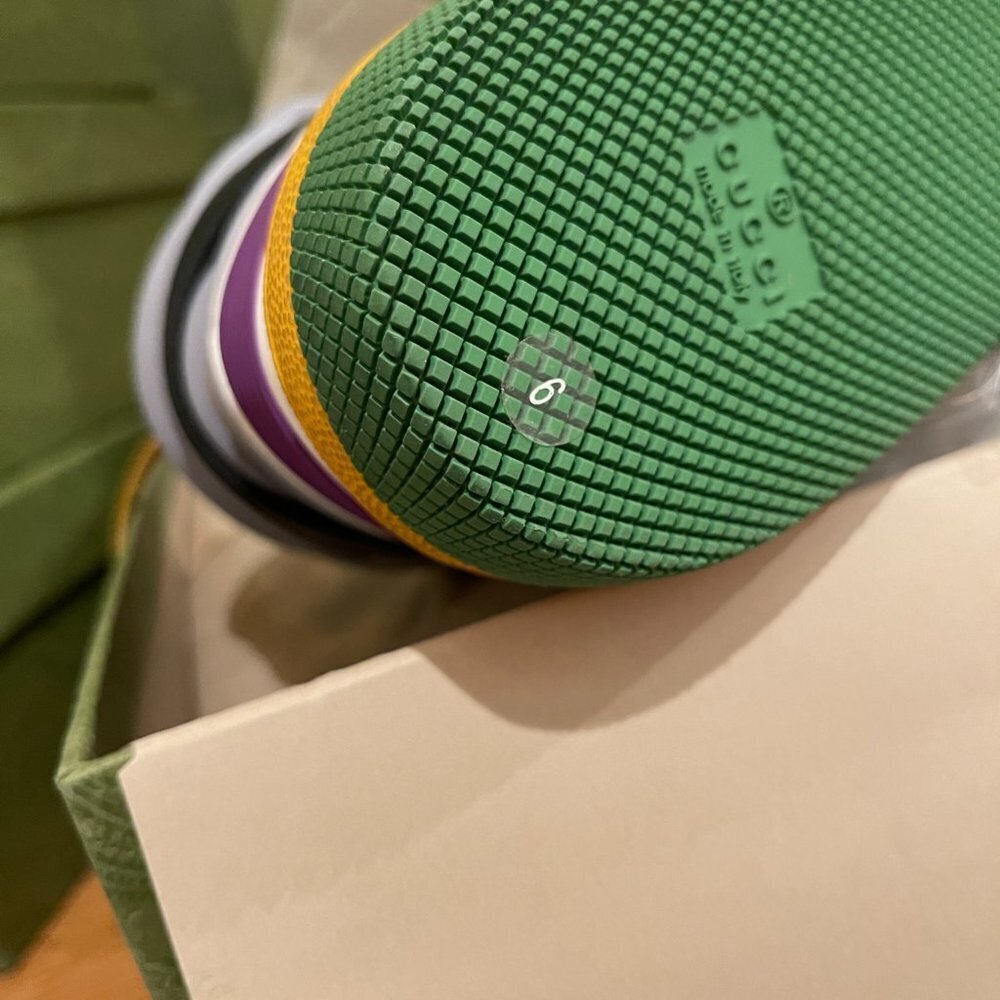 GUCCI  BASKET  "BLACK DEMETRA" MENS HIGH TOP SNEAKER SHOE, SIZE G 6 - Picture 9 of 13